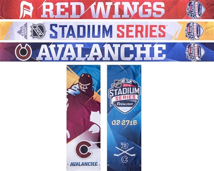 Lot of (5) Colorado Avalanches & Red Wings Stadium Series Banners 
